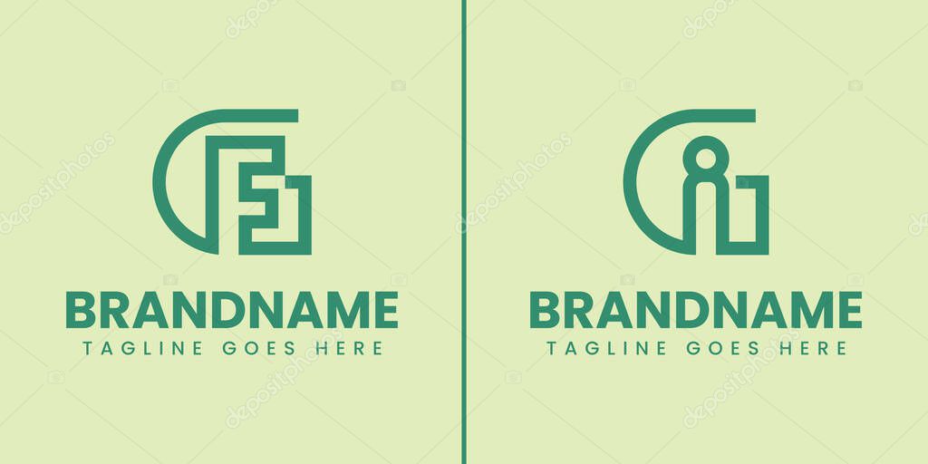 Letters GF and GI Monogram Logo Set, suitable for any brand with GF FG GI IG initials