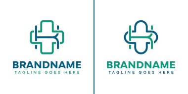 K harfi tıbbi haç logosu seti, bakım, sağlık ve güvenilir sağlık hizmetlerini temsil ediyor.