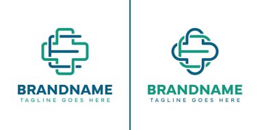 E harfi tıbbi haç logosu seti, bakım, sağlık ve güvenilir sağlık hizmetlerini temsil ediyor.