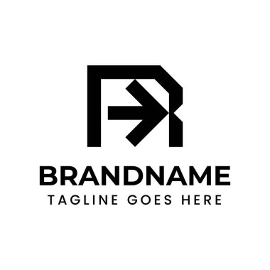 Harf R Arrow Yön Logosu, ilerlemeyi, yeniliği ve teknolojiyi simgeliyor