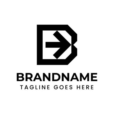 B Harfi Ok Yön Logosu, ilerlemeyi, yeniliği ve teknolojiyi simgeliyor.