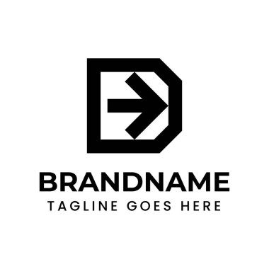 D Harfi Ok Yön Logosu, ilerlemeyi, yeniliği ve teknolojiyi simgeliyor.