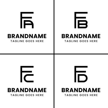 FA FB FC FD Monogram Logosu, FA AF FB FF FC FF CFF baş harfleri ile herhangi bir iş için