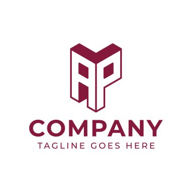 AP 3D Monogram Logosu Harfleri, PA veya AP baş harfleri için profesyonellik ve yenilikçiliği temsil ediyor