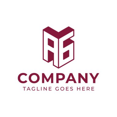 AG 3D Monogram Logosu, GA veya AG harfleri için profesyonellik ve yenilikçiliği temsil etmektedir.