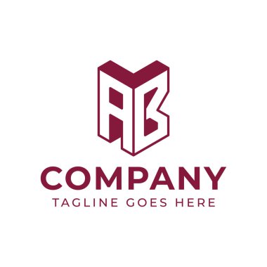 AB 3D Monogram Logosu, BA veya AB baş harfleri için profesyonellik ve yenilik anlamına geliyor