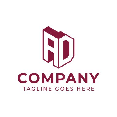 MS 3D Monogram Logosu, DA veya AD baş harfleri için profesyonellik ve yeniliği temsil etmektedir.