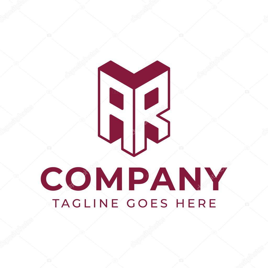 Letters AR 3D Monogram Logo, represents professionalism and innovation for RA or AR initials