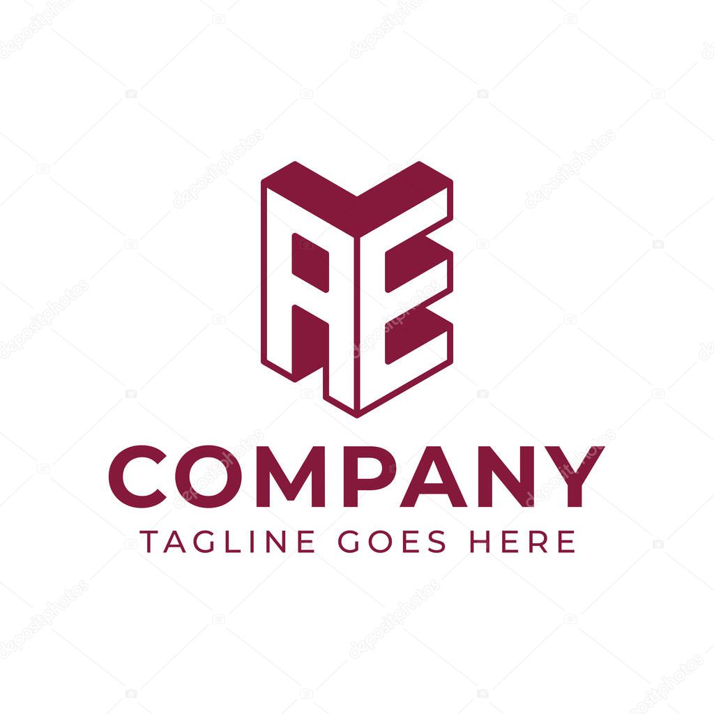 Letters AE 3D Monogram Logo, represents professionalism and innovation for EA or AE initials