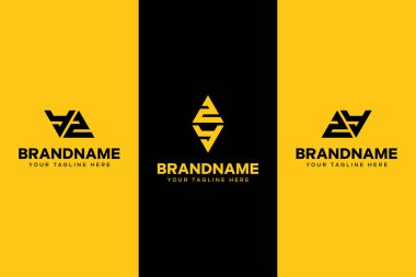 YZ ve ZY Üçgen Logosu harfleri, YZ ve ZY harfleriyle başlayan her iş için uygundur.