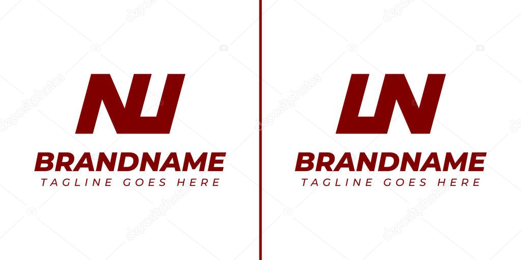 Letters NU and UN Monogram Logo Set, suitable for any brand with UN or NU initials
