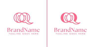 Harfler OQ Çiçek Monogram Logosu, OQ veya QO baş harfleri olan her iş için uygundur
