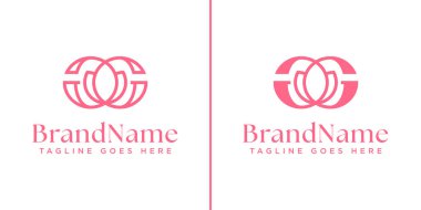 Harfler GG Flower Monogram Logosu, GG baş harfleri olan her iş için uygundur