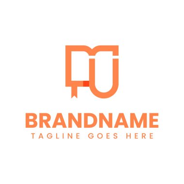Harf U veya MU Kitap Eğitim Logosu, bilgiyi, ilhamı ve akademik mükemmelliği simgeliyor