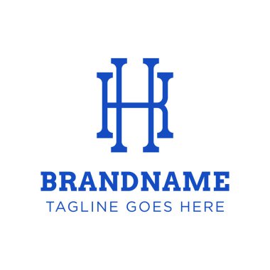 HK Monogram Logosu Harfleri, KH veya HK baş harfleri olan her iş için uygundur