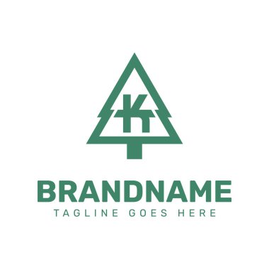 K Çam Ağacı Logosu, doğayı, büyümeyi ve çevresel uyumu simgeliyor.