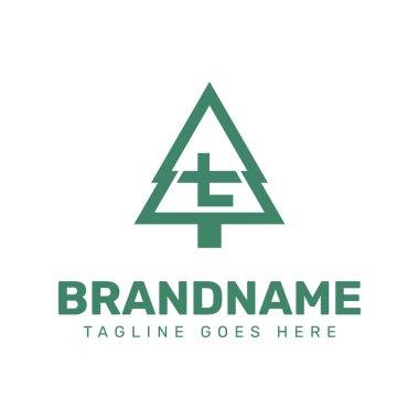 T Çam Ağacı Logosu, doğayı, büyümeyi ve çevresel uyumu sembolize eder.