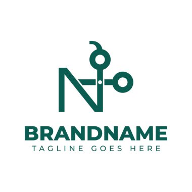 Makasla ilgili berber dükkanı, terzi ya da marka için N harfli logo.