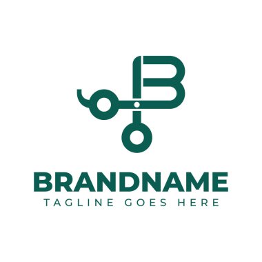 B harfi makas logosu, berber dükkanı, terzi veya makasla ilgili marka için.