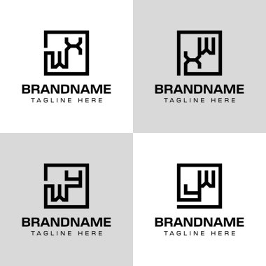 Harfler WX XW WY YW Monogram Logo Set, WX XW WY YW baş harfleri ile iş için