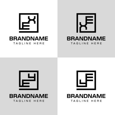 EX XE EY YE Monogram Logo Seti, EX XE EY YE baş harfleriyle iş yapmak için