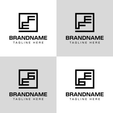 EF FE FE EG GE Monogram Logosu, EF FE EG G baş harfleri ile iş yapmak için ayarlandı
