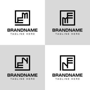 EM EN NE Monogram Logo Set, EM EN NE baş harfleri ile iş yapmak için