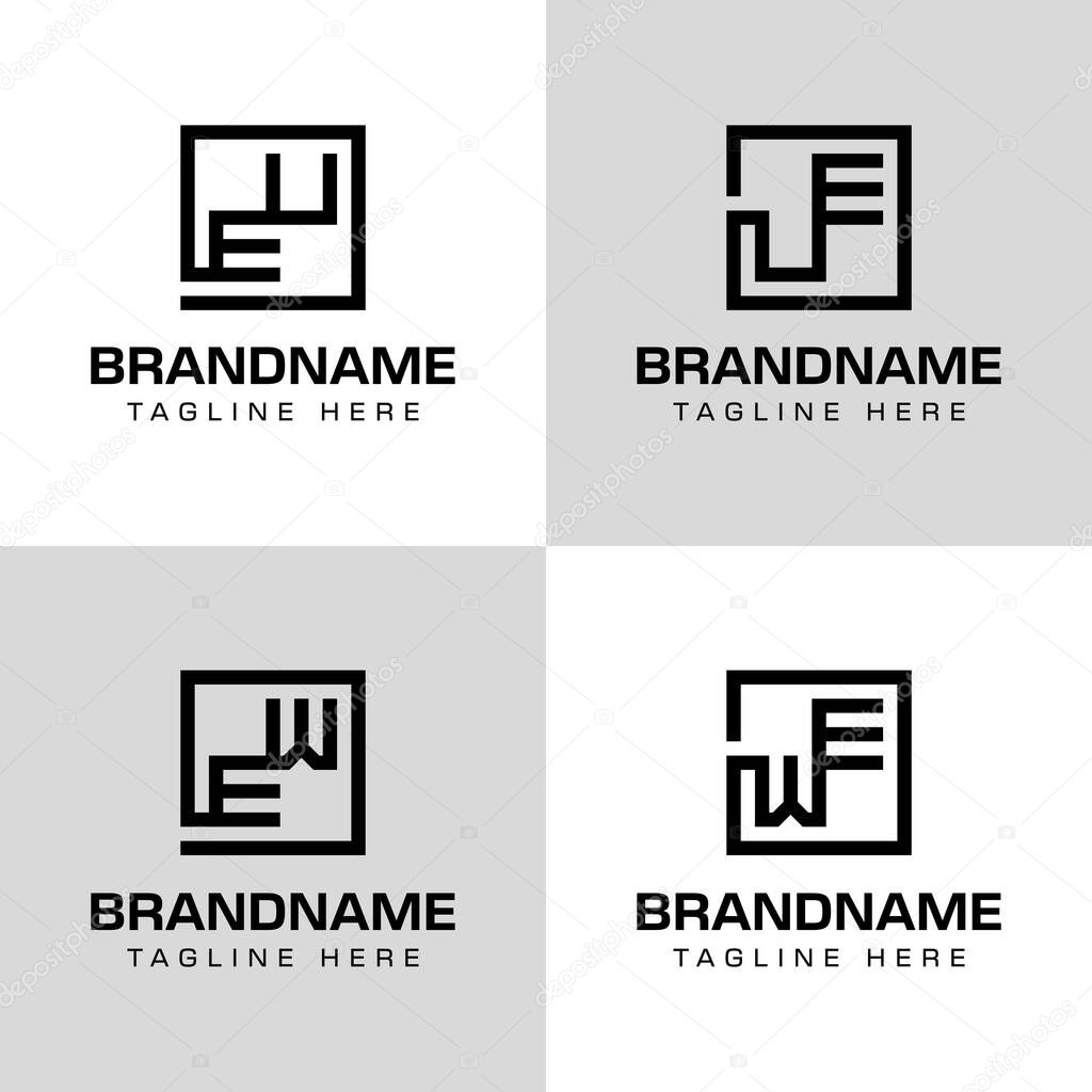 Letters EU UE EW WE Monogram Logo Set, for business with EU UE EW WE initials