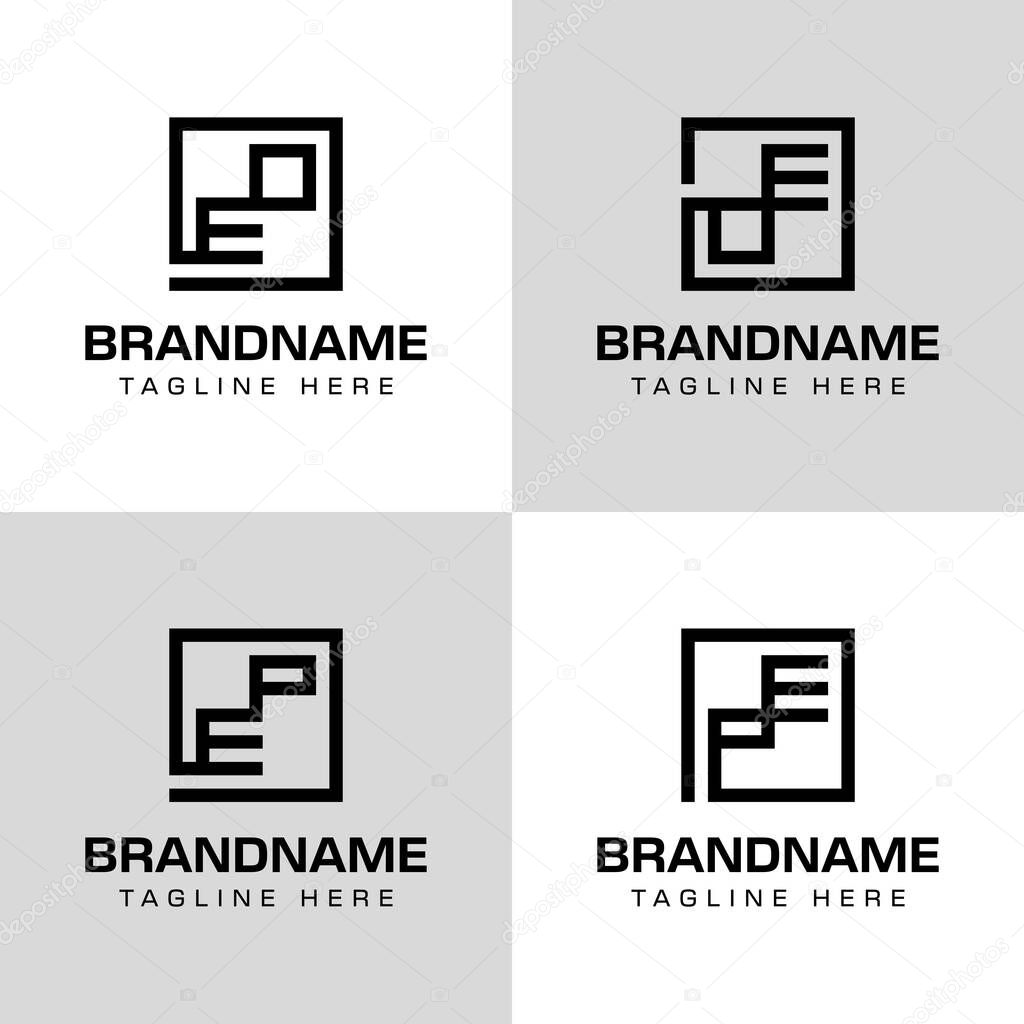Letters EO OE EP PE Monogram Logo Set, for business with EO OE EP PE initials