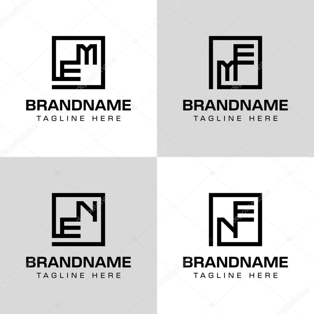 Letters EM ME EN NE Monogram Logo Set, for business with EM ME EN NE initials