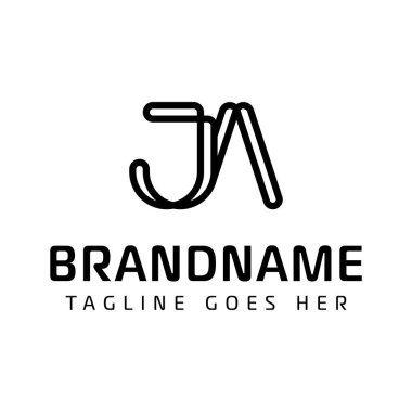 JA Monogram Logosu Harfleri, JA veya AJ harfleriyle iş yapmak için.