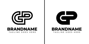 GP Monogram Logo Set Harfleri, GP veya PG baş harfleri olan her marka için uygundur