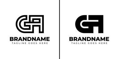 Harfler GA Monogram Logo Set, herhangi bir marka için uygun AG veya GA baş harfleri