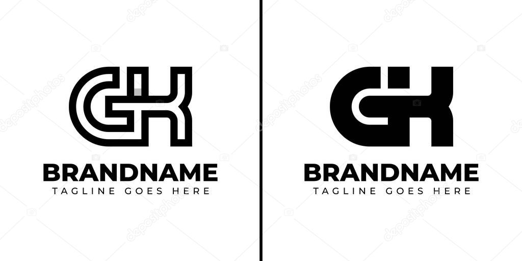 Letters GK Monogram Logo Set, suitable for any brand with GK or KG initials