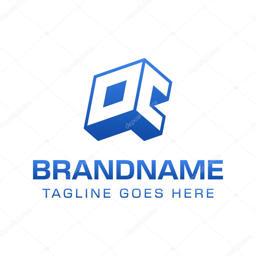 Letters OC 3D Monogram Logo, symbolizes strength, dynamism, and technology