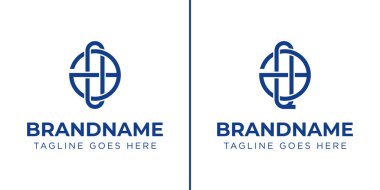 AO ve AQ Monogram Satürn logosu, AO AQ baş harfleri olan her iş için uygundur.