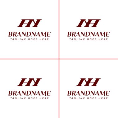 AN NA HN NH Monogram Logo Set Harfleri, AN NA HN NH baş harfli her iş için uygundur