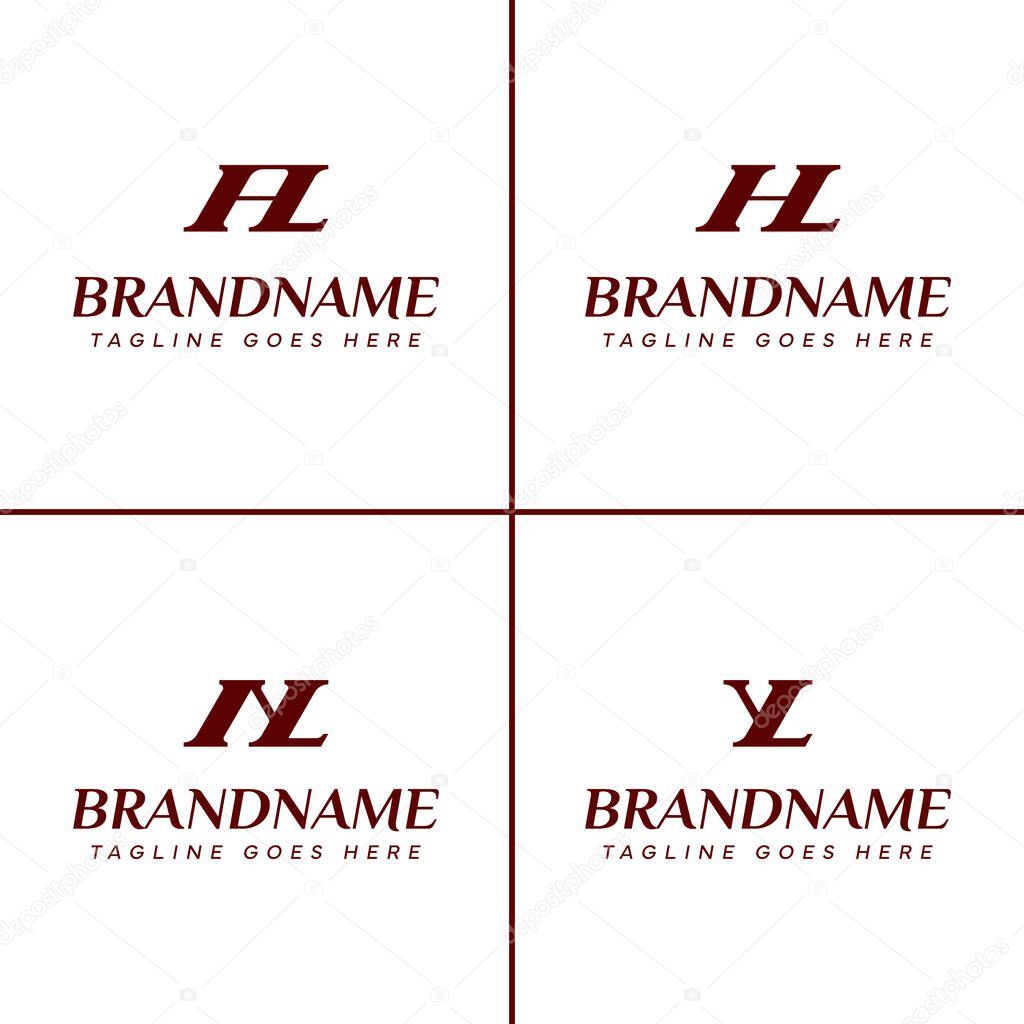 Letters AL HL NL YL Monogram Logo Set, suitable for any business with AL LA HL LH NL LN YL LY initials