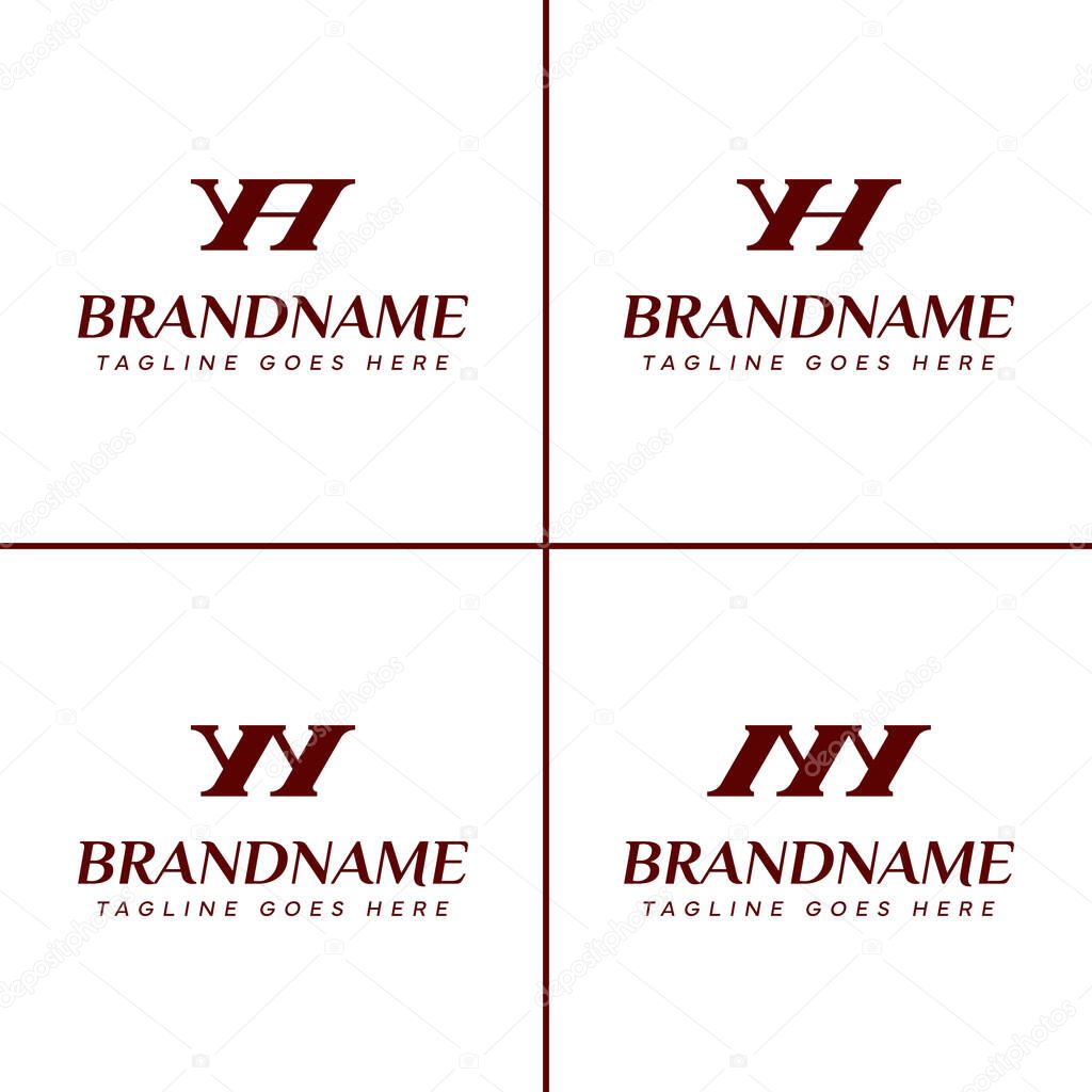 Letters YA YH YN NN Monogram Logo Set, suitable for any business with YA AY YH HY YN NY NN initials