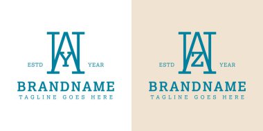 WY WZ Monogram Serif Logosu, WY YW WZ ZW baş harfleri ile her iş için uygundur