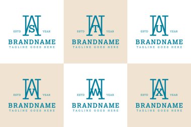 WT WT WU WW WW WX Monogram Serif Logosu, SW UW VW XW baş harfleri ile iş yapmak için