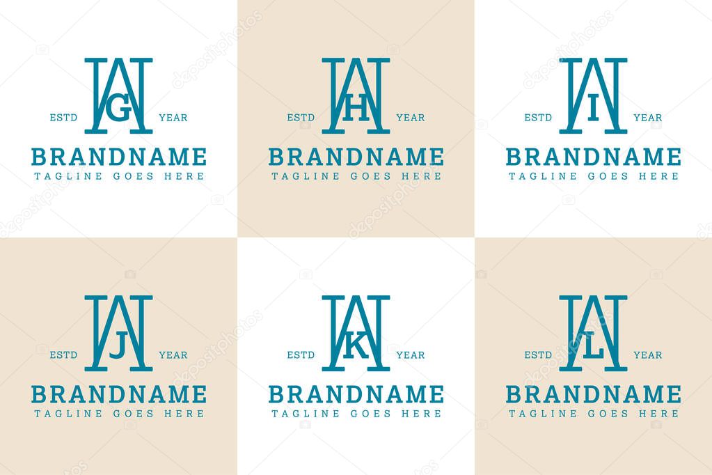 Letters WG WH WI WJ WK WL Monogram Serif Logo, for business with GW HW IW JW KW LW initials