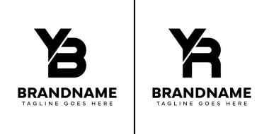 YB ve YR Monogram Logo Seti, YB By YR RY baş harfleri ile herhangi bir iş için uygun