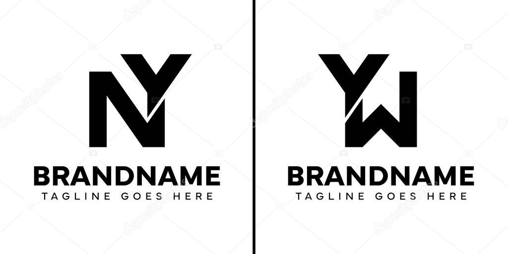 Letters YN and YW Monogram Logo Set, suitable for any business with YN NY YW WY initials