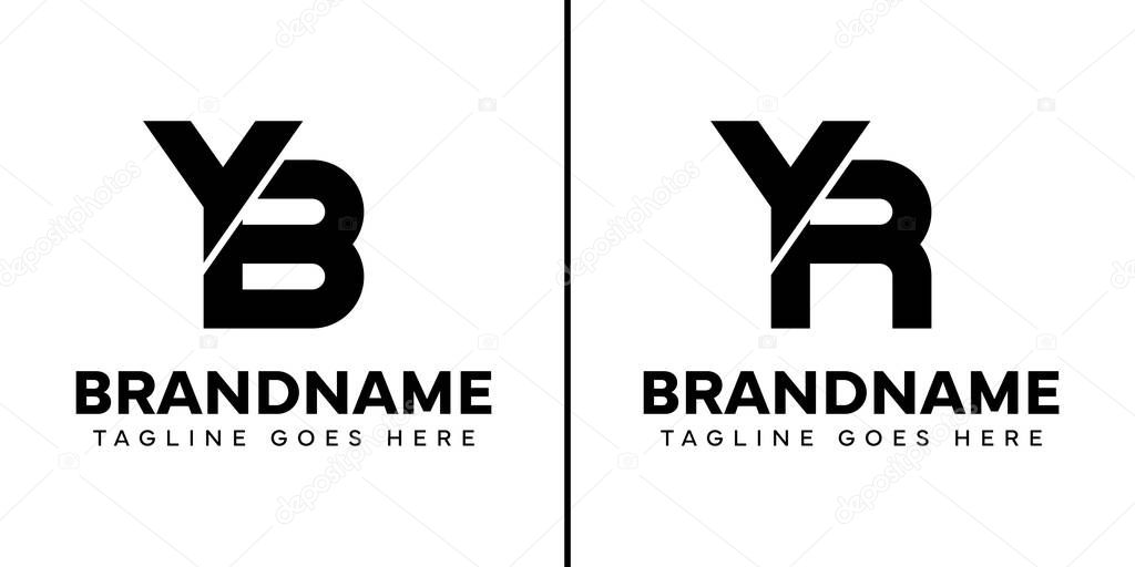 Letters YB and YR Monogram Logo Set, suitable for any business with YB BY YR RY initials