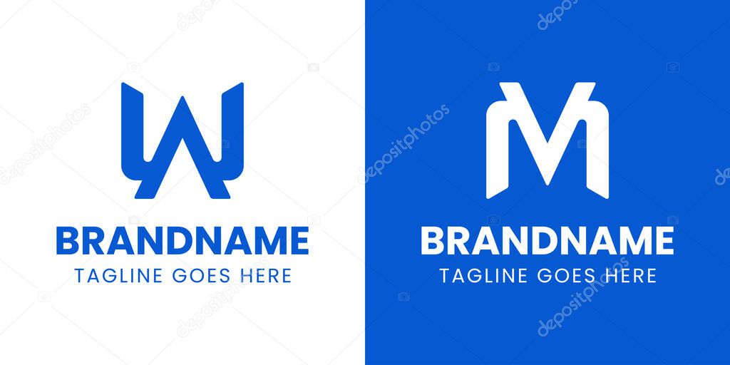 Letters WA or VM Monogram Logo, suitable for any business with WA AW VM MV initials