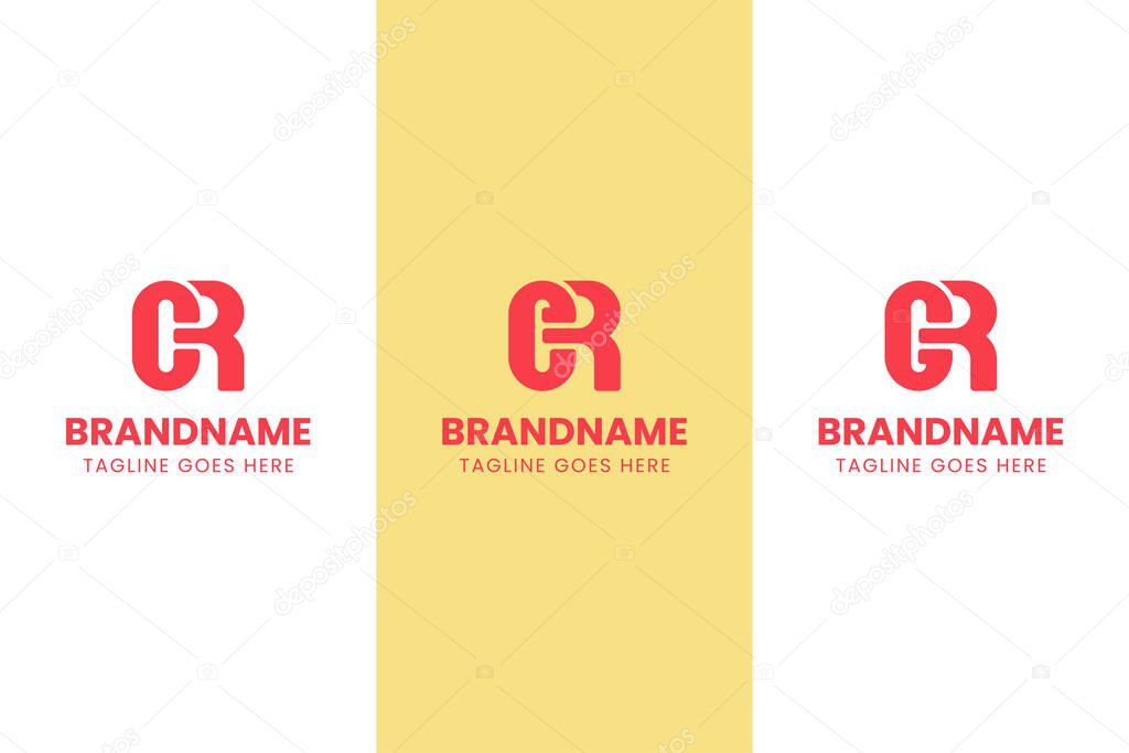 Letters CR ER GR Monogram Logo Set, for business with CR RC ER RE GR RG initials