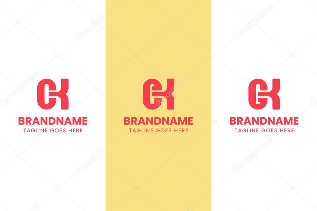 Letters CK EK GK Monogram Logo Set, for business with CK KC EK KE GK KG initials
