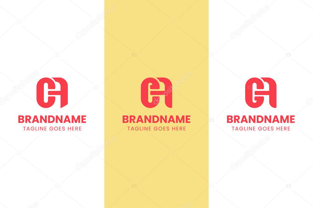Letters CA EA GA Monogram Logo Set, for business with CA AC EA AE GA AG initials