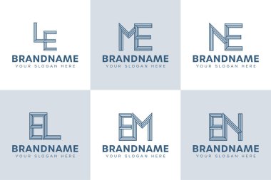 Harfler EL LE EM EN NE Monogram Logo Set, her iş için uygundur